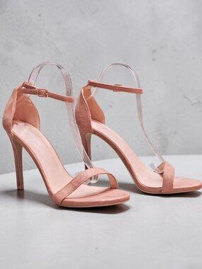 Elegant Blush Pink Stiletto Heels With Open Toe & Ankle Strap